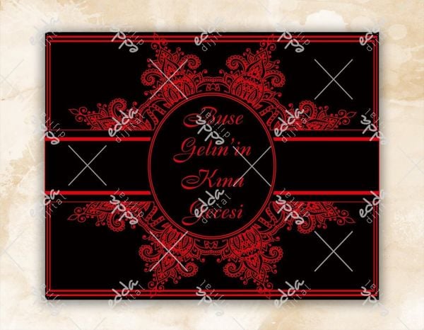 Kırmızı Çizgili Desenli Kına Pisti Kaplaması