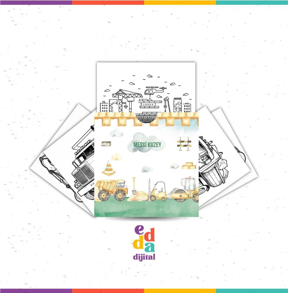 İnşaat Temalı Boyama Kartları