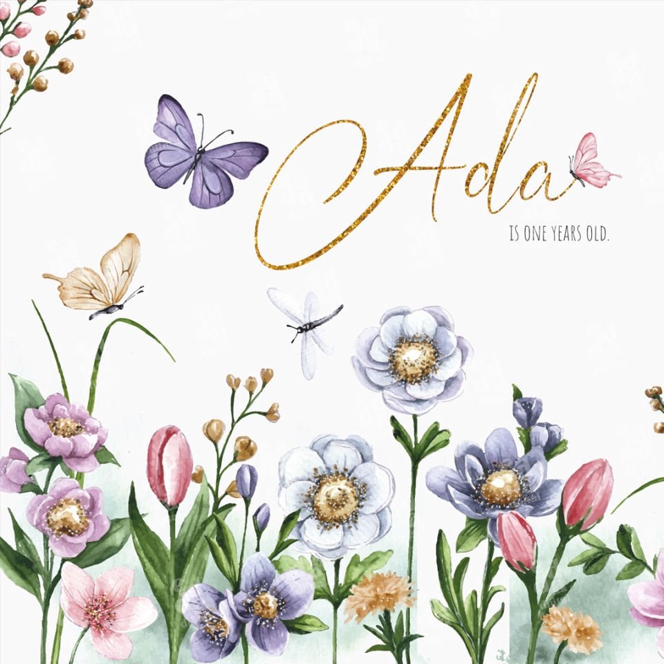 Kelebek Temalı Doğum Günü Afişi