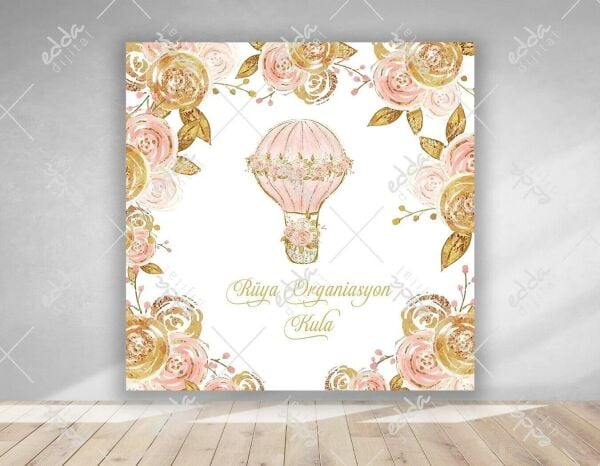 Balon ve Çiçek Temalı Parti  Afişi
