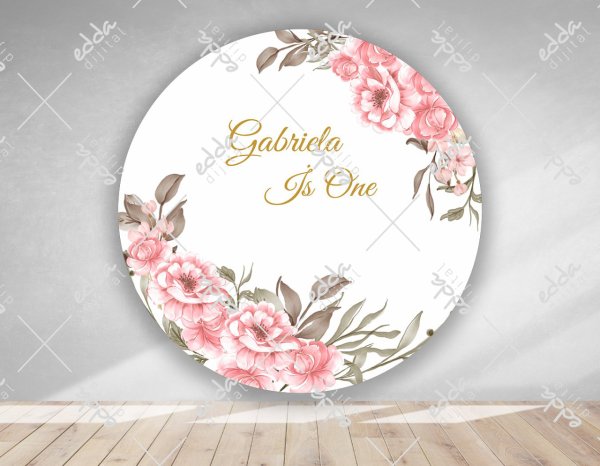 Çiçek Temalı Yuvarlak Parti  Afişi