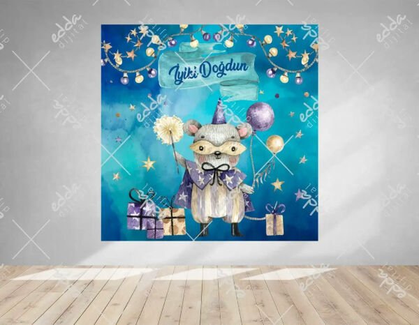 Sevimli Hayvanlar Temalı Doğum Günü Afişi