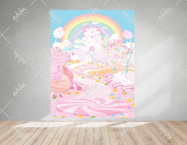 Şekerli  Yol ve Gökkuşağı  Temalı Doğum Günü Afişi