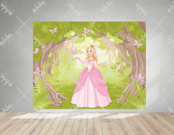 Prenses ve Kelebek Temalı   Doğum Günü Afişi