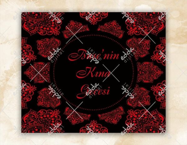 Desenli Kırmızı Kına Pisti Kaplaması