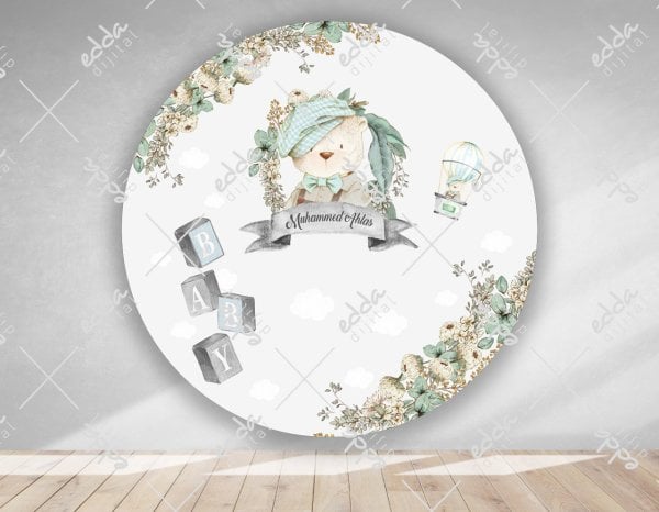 Ayıcık Temalı  Yuvarlak Doğum Günü  Afişi