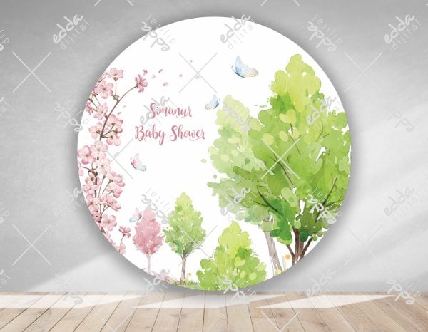 Ağaç Temalı Yuvarlak  Afiş