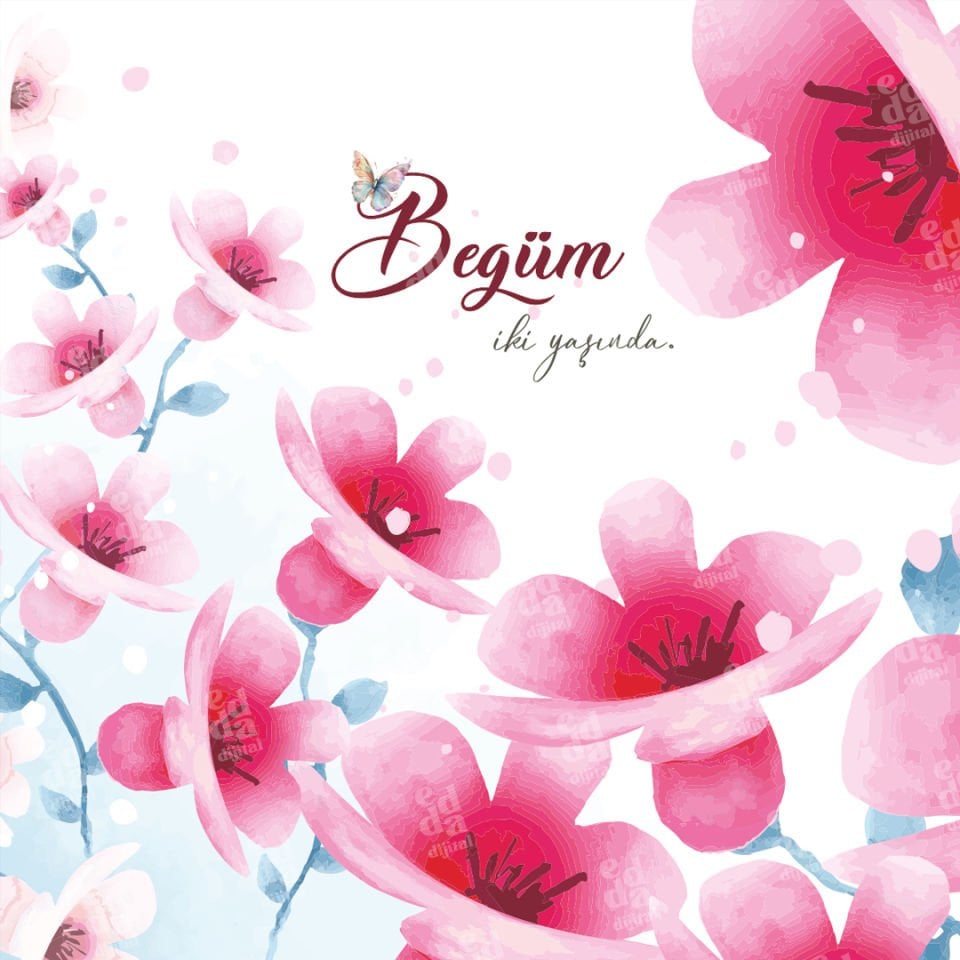 Çiçek Temalı Doğum Günü Afişi