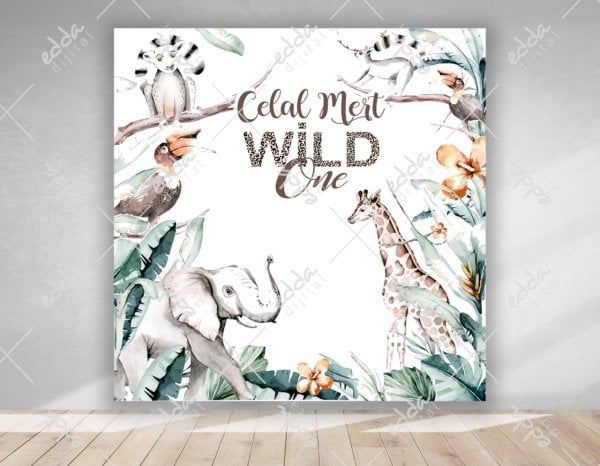 Safari Konsept  Kare  Doğum Günü  Afişi