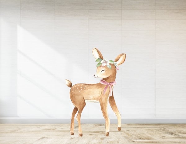 Woodland Fiyonk ve Çiçekli Geyik   Ayaklı Pano