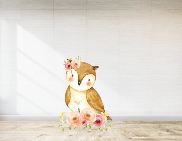 Çiçek ve Baykuş Temalı Woodland  Ayaklı Pano