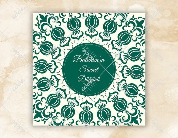 Yeşil İşlemeli Sünnet Pisti Kaplaması