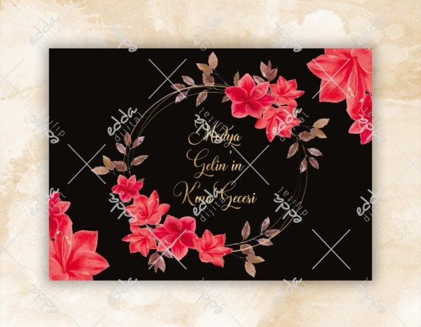 Pembe Çiçekli Kına Pisti Kaplaması