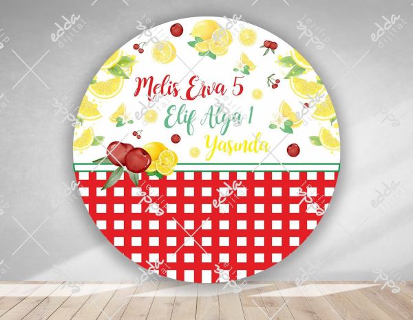 Meyve Temalı Yuvarlak Doğum Günü  Afişi