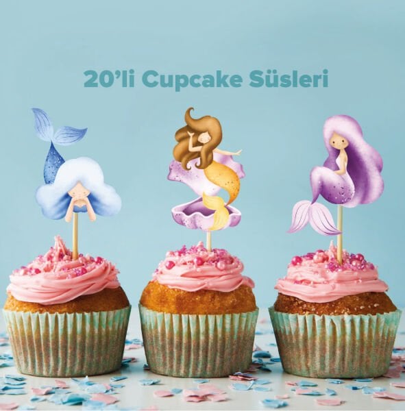 Deniz Kızı Konseptli Cupcake Süsü