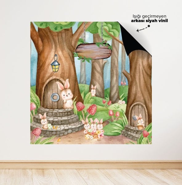 Sevimli Tavşanlar Temalı Doğum Günü Afişi