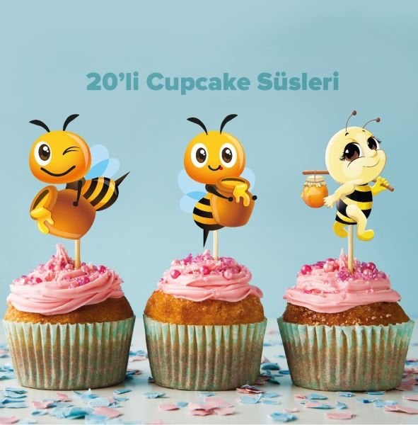 Bal Arısı Konseptli Cupcake Süsü
