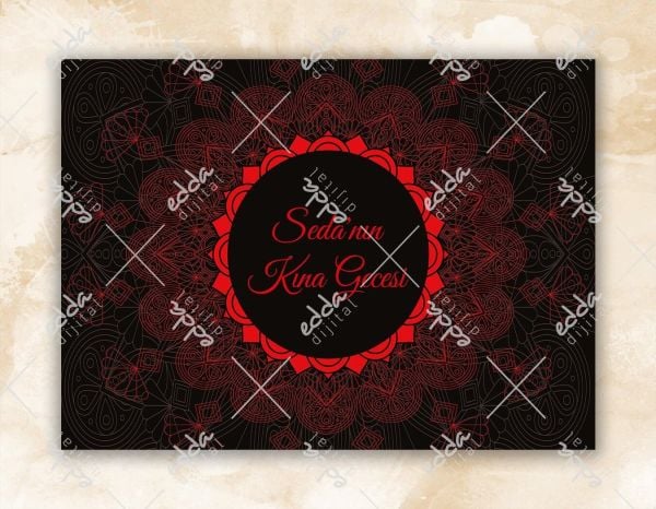 Desenli Kırmızı Kına Pisti Kaplaması