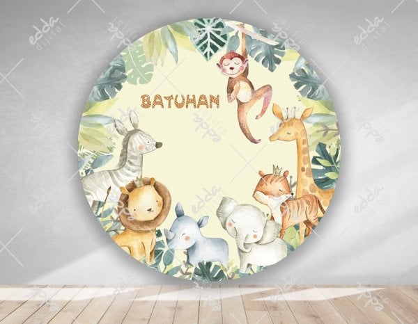 Safari Konsept  Yuvarlak Doğum Günü  Afişi