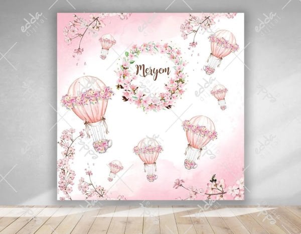 Çiçek ve Balon Temalı  Doğum Günü  Afişi