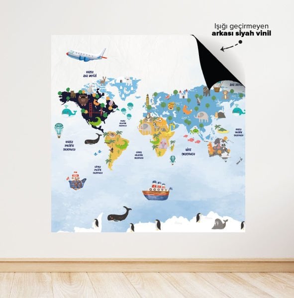 Dünya Atlas Konsepti Doğum Günü Afişi