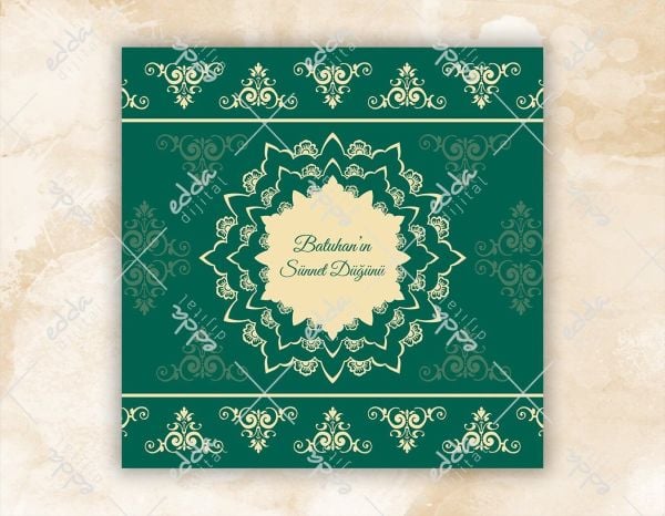 Yeşil Zeminli İşlemeli Sünnet Pisti Kaplaması