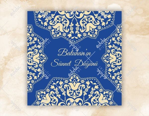 Motif Desenli Mavi Sünnet Pisti Kaplaması