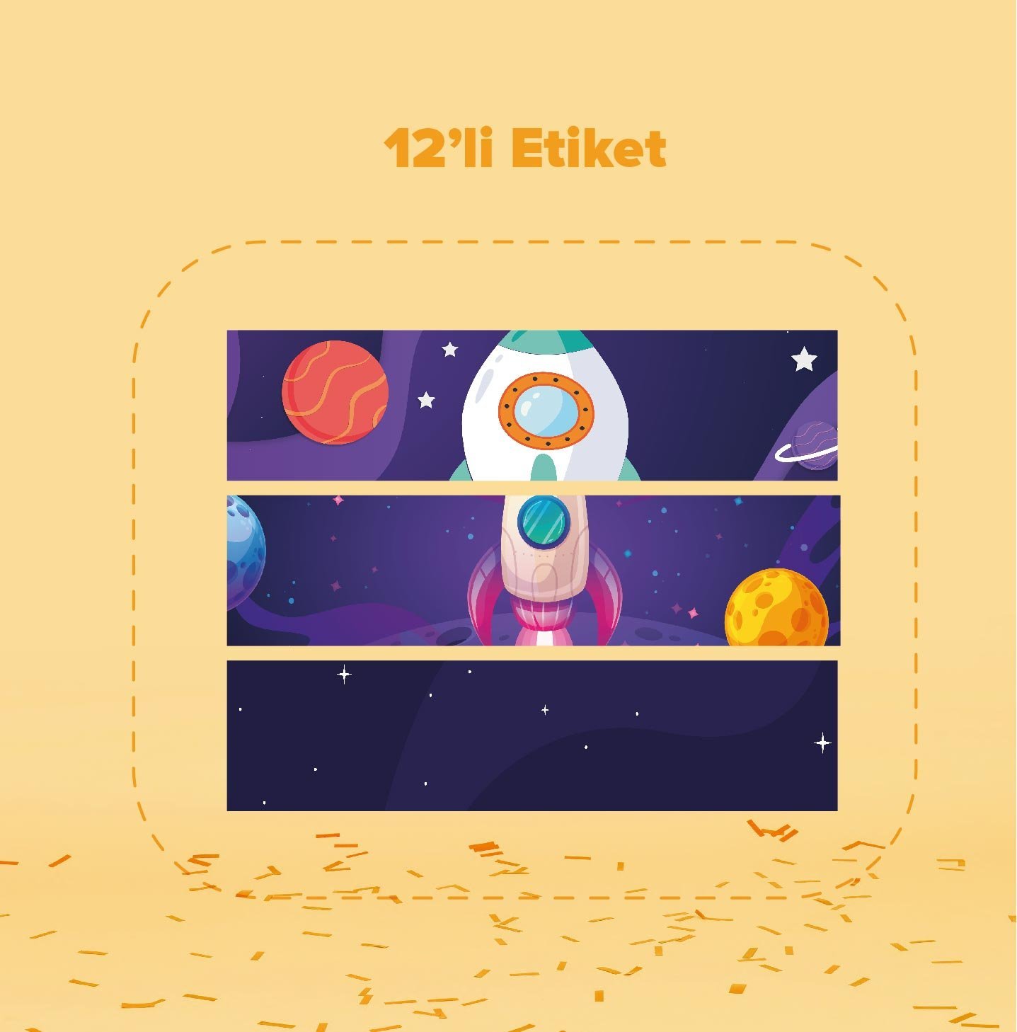Uzay Temalı Su Şişesi Etiketi