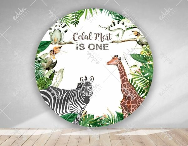 Safari Konsept  Yuvarlak  Parti Afişi