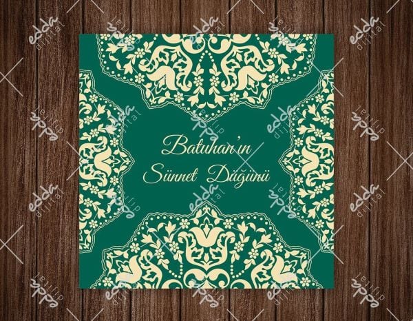 Motif Desenli Yeşil Sünnet Pisti Kaplaması