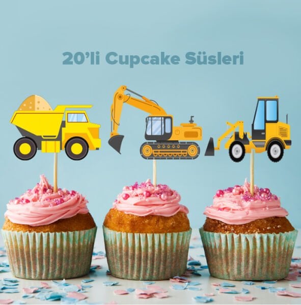 İnşaat Konseptli Cupcake Süsü