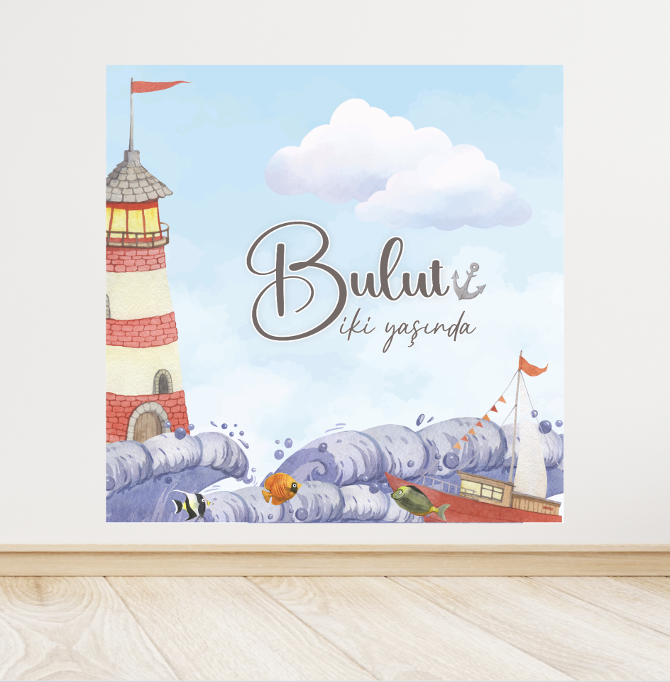 Denizci Temalı Doğum Günü Afişi