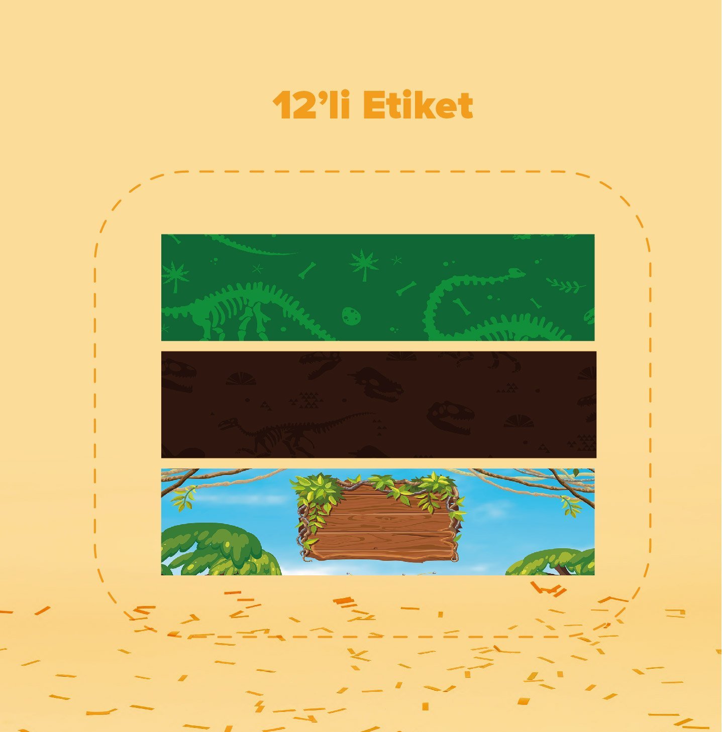 Dinozor Temalı Su Şişesi Etiketi