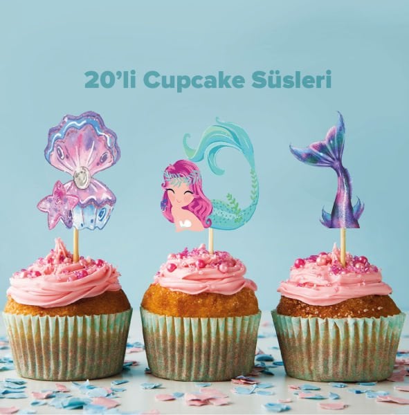Deniz Kızı Konseptli Cupcake Süsü