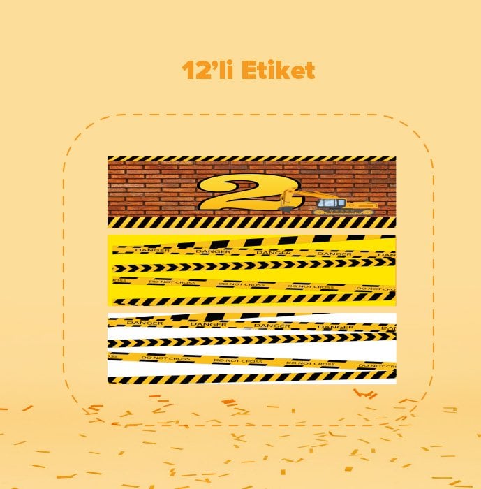 İnşaat Temalı Su Şişesi Etiketi