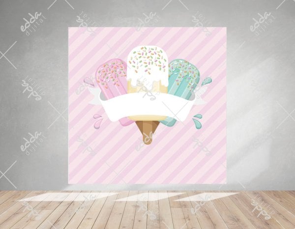 Dondurma Temalı Doğum Günü Afişi