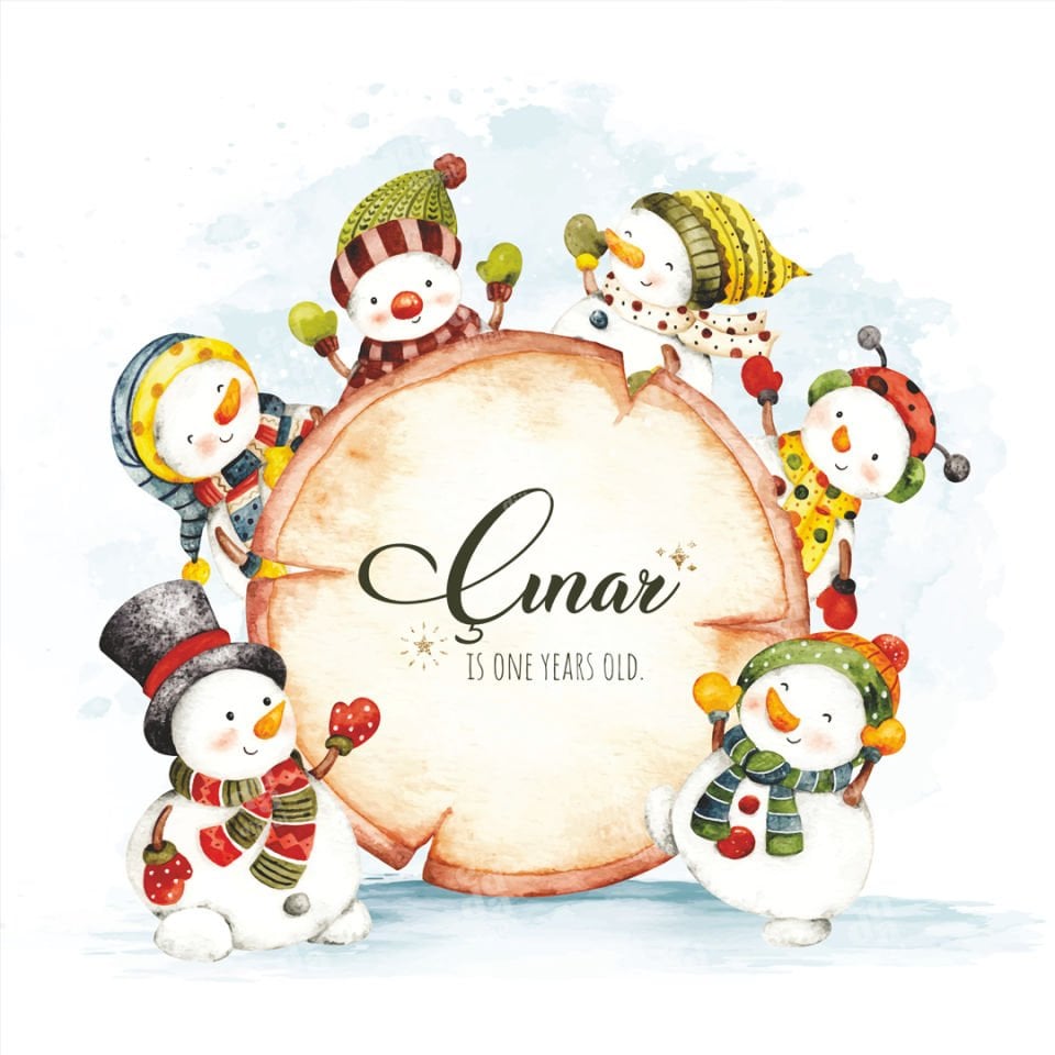 Kardan Adam Temalı Doğum Günü Afişi