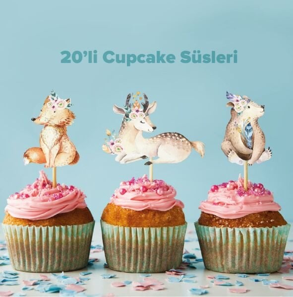 Geyik Konseptli Cupcake Süsü