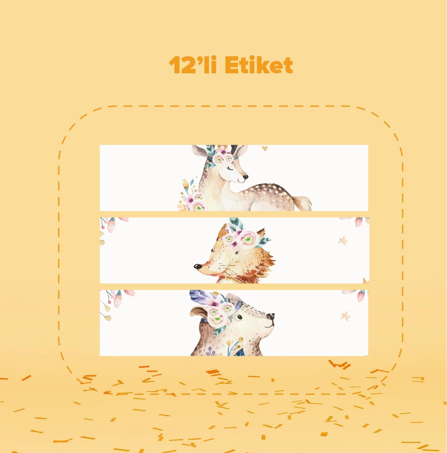 Geyik Temalı Su Şişesi Etiketi