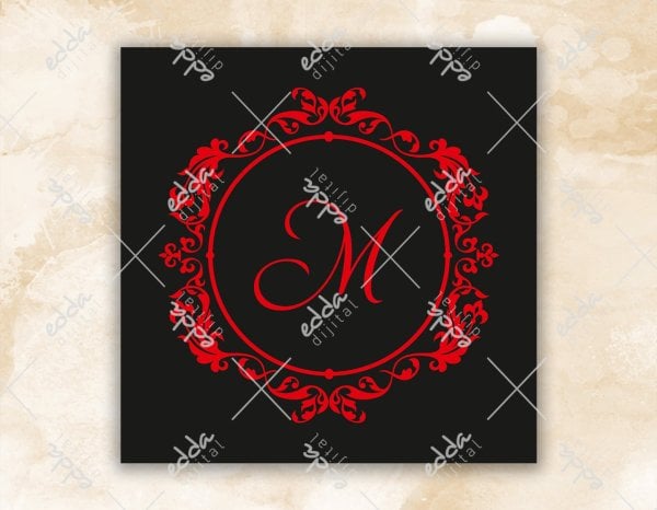 Harf Desenli Kırmızı Kına Pisti Kaplaması