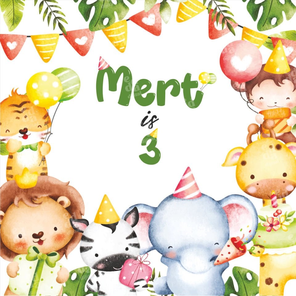 Safari Temalı Doğum Günü Afişi