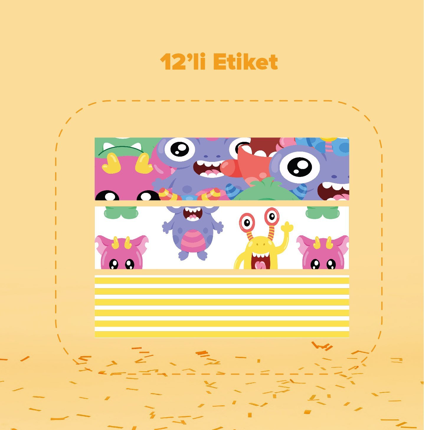 Monster Temalı Su Şişesi Etiketi