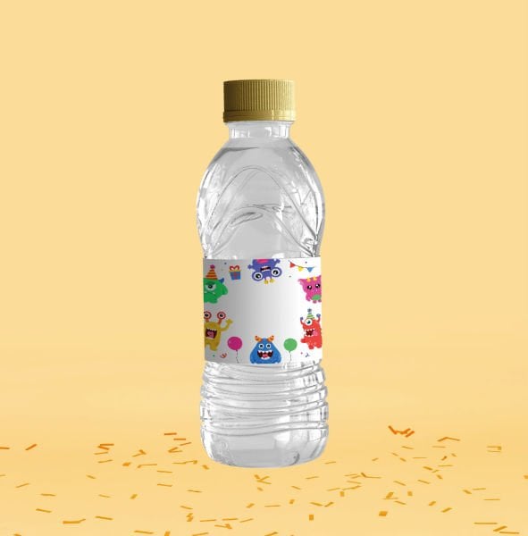 Monster Temalı Su Şişesi Etiketi