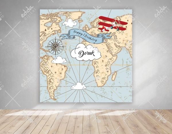Atlas Temalı Doğum Günü Afişi