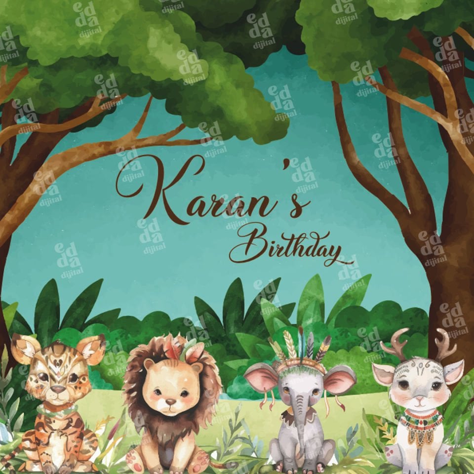 Safari Temalı Doğum Günü Afişi