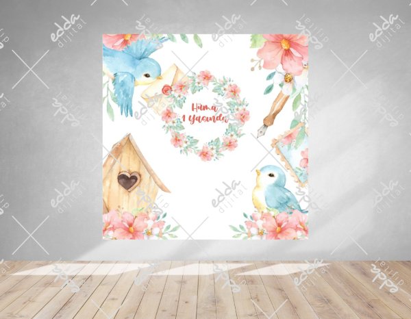 Kuş ve Ev Temalı Doğum Günü Afişi