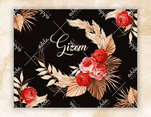 Yaprak ve Çiçek Desenli Kına Pisti Kaplaması