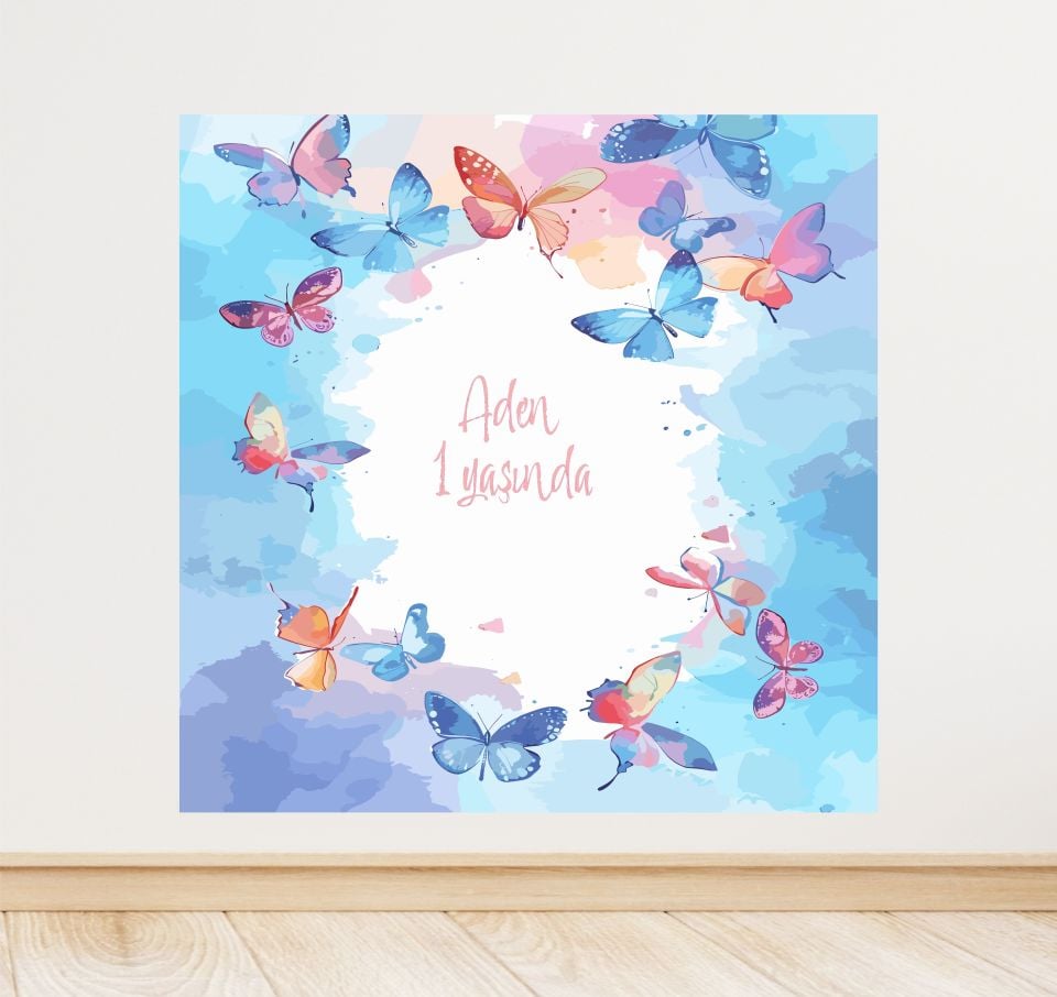Kelebek Temalı Doğum Günü Afişi