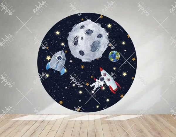 Uzay  Mekiği Temalı Yuvarlak Doğum Günü Afişi