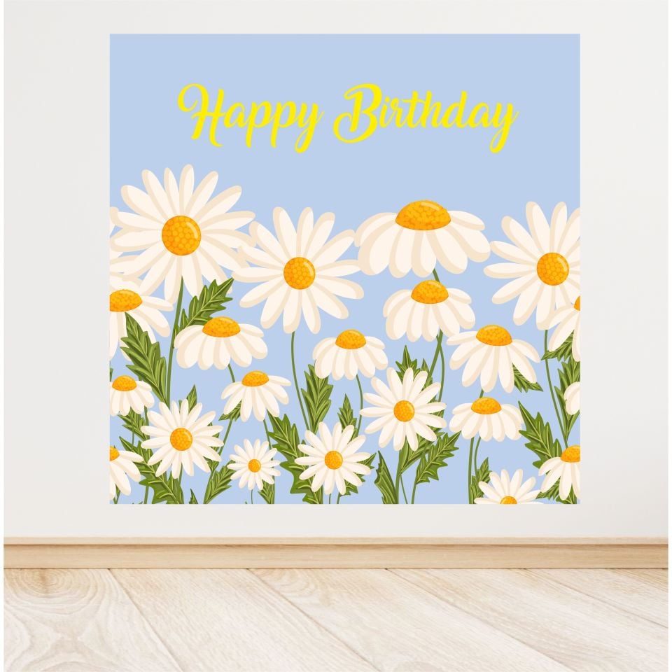 Papatya Temalı Doğum Günü Afiş